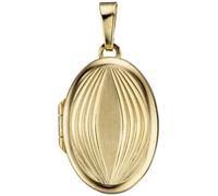 Medaillon oval für 2 Fotos 585 Gold Gelbgold matt Anhänger zum Öffnen
