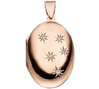 Medaillon oval für 2 Fotos 925 Silber rotgold vergoldet 5 Zirkonia