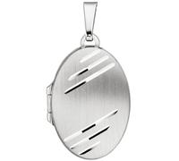 Medaillon oval für 2 Fotos 925 Sterling Silber matt Anhänger zum Öffnen