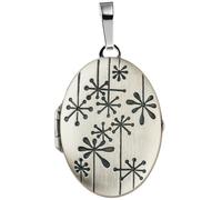 Medaillon oval für 2 Fotos 925 Sterling Silber matt Anhänger zum Öffnen