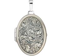 Medaillon oval für 2 Fotos 925 Sterling Silber matt Anhänger zum Öffnen