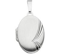 Medaillon oval für 2 Fotos 925 Sterling Silber mattiert Anhänger zum Öffnen