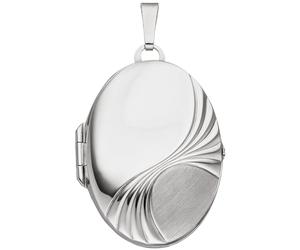 Medaillon oval für 2 Fotos 925 Sterling Silber rhodiniert Anhänger zum Öffnen