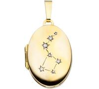 Jobo Damen-Medaillon aus 8 Karat 333 Gold mit Zirkonia Oval zum Öffnen für 2 Fotos