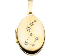 Jobo Damen-Medaillon aus 8 Karat 333 Gold mit Zirkonia Oval zum Öffnen für 2 Fotos