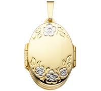Medaillon oval mit Blumen Muster 333 Gold Gelbgold zum Öffnen für 6 Fotos