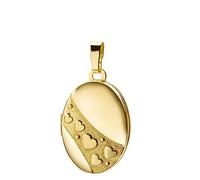 Medaillon oval mit Herzen 333 Gold Muttertag Valentinstag Liebe Schmuck Amulett von Haus der Herzen® mit Schmuck-Etui