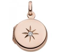 Medaillon rund 925 Silber rotgold vergoldet 1 Zirkonia