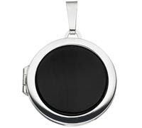 Medaillon rund 925 Sterling Silber 1 Onyx schwarz Anhänger zum Öffnen
