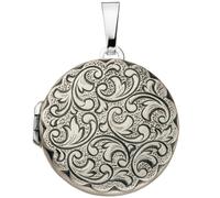 Medaillon rund für 2 Fotos 925 Sterling Silber matt Anhänger zum Öffnen