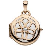 Medaillon rund für ein Foto 925 Sterling Silber rotgold vergoldet 1 Zirkonia