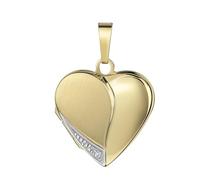 Medaillon teilmattiert mit Zirkonia verziert Herz 333 Gelbgold 8 Karat Gold zum öffnen für Bildereinlage 2 Fotos Amulett Verzierung von Haus der Herzen® mit Schmuck-Etui