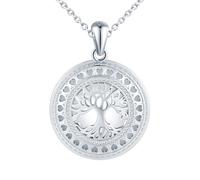Medaillon zum Öffnen für Bilder Halskette Damen Silber 925: Baum des Lebens Foto Kette Skelett-Bilder Anhänger Halskette Mode Amulett Schmuck-Souvenir Geschenk für Frauen Mama Freundin Mädchen Silber