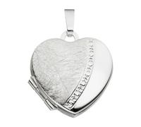 Medallionanhänger JOBO "Anhänger Medaillon Herz 18 mm", silber 925, Schmuckanhänger, Damen, Silber 925 (Sterlingsilber), 925 Silber eismatt für 2 Fotos (68133409-0) silber 925