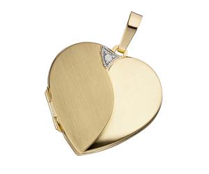 Medallionanhänger JOBO "Anhänger Medaillon Herz 30 mm", gelbgold 585, Schmuckanhänger, Damen, Gelbgold 585, 585 Gold eismatt für 2 Fotos (37824058-0) gelbgold 585