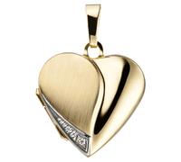 Medallionanhänger JOBO "Anhänger Medaillon Herz", gold (gelbgold 333), Schmuckanhänger, Damen, Gelbgold 333, 333 Gold mit einem Zirkonia (63309101-0) gelbgold 333