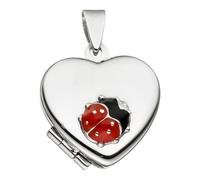 Medallionanhänger JOBO "Anhänger Medaillon Herz Marienkäfer", silber (silber 925), Schmuckanhänger, Damen, Silber 925 (Sterlingsilber), 925 Silber (42678047-0) silber 925