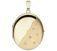 Medallionanhänger JOBO "Anhänger Medaillon oval", gelb (gelbgold 585), Schmuckanhänger, Damen, SI = kleine Einschlüsse, Diamanten Gelbgold 585, Diamanten, Gelbgold 585, 585 Gold mit 6 Diamanten (82416