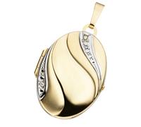 Medallionanhänger JOBO "Anhänger Medaillon oval", gold (gelbgold 333), Schmuckanhänger, Damen, Gelbgold 333, 333 Gold bicolor mit Zirkonia (16887507-0) gelbgold 333