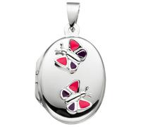 Medallionanhänger JOBO "Anhänger Medaillon Schmetterling", silber (silber 925), Schmuckanhänger, Damen, Silber 925 (Sterlingsilber), 925 Silber (28698555-0) silber 925