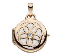 Medallionanhänger JOBO "Kleines Medaillon 19 mm", roségoldfarben, weiß, Schmuckanhänger, Damen, Silber 925 (Sterlingsilber), 925 Silber roségold vergoldet mit Zirkonia für 1 Foto (92682648-0) roségold