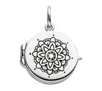 Medallionanhänger JOBO "Kleines Medaillon Blume rund 19 mm", silber 925, Schmuckanhänger, Damen, Silber 925 (Sterlingsilber), 925 Silber für 1 Foto (96218856-0) silber 925