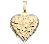 Medallionanhänger JOBO "Medaillon Herz Blumen", gelb (gelbgold 375), Schmuckanhänger, Damen, Gelbgold 375, 375 Gold bicolor für 2 Fotos (39134739-0) gelbgold 375