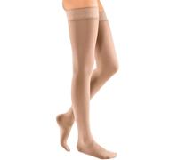 medi mediven elegance - 0258113 Oberschenkellange Damen Kompressionsstrümpfe mit geschlossener Spitze | CCL2 | Weites Noppen-Haftband | Caramel | Gr. III kurz