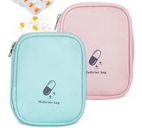 Medikamententasche Reisen mit Reißverschluss 2 Stück-Pack aus Oxford Stoff | Wasserabweisend und Platzsparend, für Reise, Handtasche, Mehrere Fächer, Eltern und Pendler