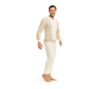 Medima Pyjama Frottee (100% Baumwolle, Hose+Langarmshirt) Unterwäsche beige/weiss Herren (Gr. S-XL), Größe M
