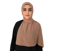 Medinah Premium Chiffon Hijab Kopftuch für Frauen - Modernes Kopftuch aus Leichtem Stoff, 180x70cm Groß, Hochwertiger Stoff (Schiefer Braun #23)