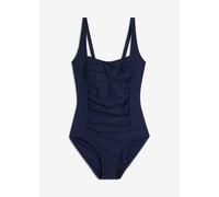 Badeanzug BONPRIX "Medium Shape-Badeanzug mit Wickeloptik", Damen, Gr. 50, N-Gr, dunkelblau, Obermaterial: 65% Polyamid, 35% Elasthan. Futter: 100% Polyester. Netzfutter: 85% Polyamid, 15% Elasthan, B