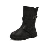 MEECHI 2024 Neu Biker Booties Damen Fashion Stiefeletten Mit Schnalle Retro Combat Ankle Boots PU-Leder Kurz Stiefel Herbst Winter Warm Schlupfstiefel rutschfest Gummistiefel Für Outdoor(Black,42 EU)