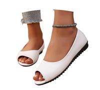 MEECHI 2026 Freizeitschuhe Für Frühling/Sommer Damen Peep Toe Slip-on Sandaletten Weiße Brautschuhe Mit Keilabsatz Vintage Römische Sandalen Für Büro/Hochzeits(White,42 EU)