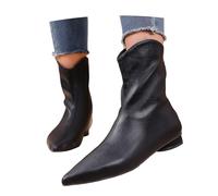 MEECHI 2026 Frühling Ankle Boots Damen Chelsea Kurze Stiefel Mit Niedrige Absätze, Fashion PU-Leder Pointed Toe Stiefeletten Freizeit Knöchel Schuhe Mit Reißverschluss(36 EU)