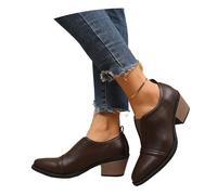 MEECHI 2026 Frühling Stiefeletten Damen Fashion Kurze Stiefel Mit Pointed Toe Elegant Chelsea Ankle Boots Mit Absatz Britischer Stil Pumps Für Partys, Freizeit Große Größe Knöchel Schuhe(Brown,43 EU)