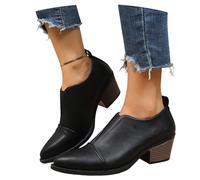 MEECHI 2026 Frühling Stiefeletten Damen Fashion Kurze Stiefel Mit Pointed Toe Elegant Chelsea Ankle Boots Mit Absatz Britischer Stil Pumps Für Partys, Freizeit Große Größe Knöchel Schuhe(Black,42 EU)