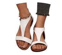 MEECHI 2026 Römische Sandals Mit Reißverschluss Damen Freizeit Flache Sandalen Sommer PU-Leder Peep Toe Sandals Große Größen, Bequeme Leichte Strandschuhe,36-43EU(41 EU)