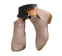 MEECHI Ankle Boots Damen Chelsea Kurze Stiefel Mit Blockabsatz Vintage Wildleder Spitz Stiefeletten Herbst Winter Warme Booties Für Booties Freizeit Knöchel Schuhe Mit Reißverschluss(Brown,41 EU)