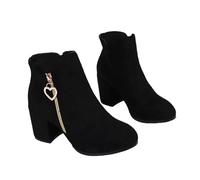 MEECHI Damen Elegante Chelsea Boots Mode Stiefeletten Mit Absatz Retro Wildleder Kurz Stiefel Mit Reißverschluss, Braut High Heels Für Party Frühling Freizeit Knöchel Schuhe(Black,40 EU)