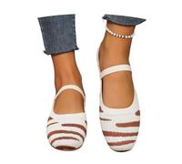 MEECHI Flache Ballerinas Für Damen Atmungsaktiv Strick Mesh Tanzschuhe Leicht Walkingschuhe Mit Elastische Knöchelriemen,Große Größe Sneaker(Brown,42 EU)