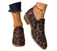 MEECHI Freizeit Kurz Stiefel Für Damen Retro Stiefeletten Mit Leopardenmuster Chelsea Ankle Boots Mit Blockabsatz Wildleder Booties Comfortable Slip-on Knöchel Schuhe Für Frühling, Herbst(38 EU)