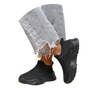 MEECHI Freizeit Walkingschuhe Für Frühling Damen Plateau Orthopädische Schuhe Große Größe Slip-on Sneaker Atmungsaktiv Strick Mesh Laufschuhe Für Outdoor(39 EU)