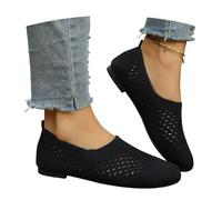MEECHI Leichte Walkingschuhe Damen Große Größe Slip-on Sneaker Bequem Flache Joggingschuhe Für Frühling/Sommer Atmungsaktiv Strick Mesh Ballerinas(Black,36 EU)