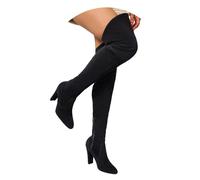 MEECHI Overknee Stiefel Mit Reißverschluss Damen Sexy High Heels Warm Wildleder Langschaft Boots Für Winter, Fashion Spitz Reitstiefel Frauen Elegant Party Schuhe(38 EU)