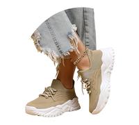 MEECHI Schnürung Laufschuhe Damen Orthopädisch Walkingschuhe Leicht Plateau Sneaker Atmungsaktiv Strick Mesh Turnschuhe Große Größe Joggingschuhe Für Frühling, Sommer(37 EU)