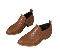 MEECHI Slip-on Stiefeletten Damen Elegant Chelsea Kurz Stiefel Mit Niedrige Absätze 2026 Frühling PU-Leder Knöchel Schuhe Mit Pointed Toe Retro Britischer Stil Ankle Boots Für Outdoor(Brown,42 EU)