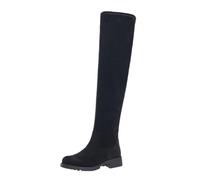 MEECHI Winter Overknee Stiefel Mit Reißverschluss Damen Sexy High Heels Wildleder Stretch Langschaft Boots Warm Ritterstiefel Frauen Elegant Party Schuhe Mit Blockabsatz(Black,42 EU)