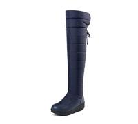 MEECHI Winterschuhe Damen Overknee Schnürstiefel Warm Plüsch Gefüttert Schneestiefel Wasserdicht Daunentuch Langschaft Boots Plateau Rutschfest Gummistiefel (Color : Blue, Size : 40 EU)