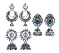 MEENAZ Ohrringe für Frauen Mode jhumka oxidiert Silber Ohrringe für Frauen Combo chandbali Perle stilvolle Schmetterling jhumkas traditionelle Jhumki Pfau Ohrringe für Mädchen Südtempel Ohrringe